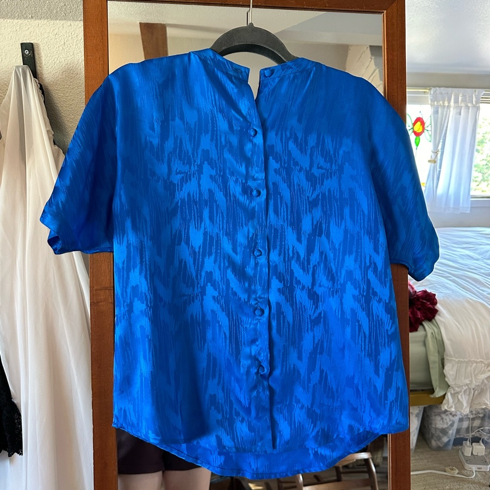 Vintage blue silk blouse